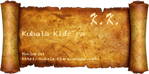 Kubala Klára névjegykártya
